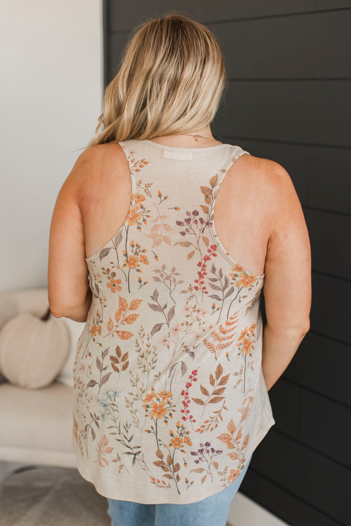 Figuring It Out Floral Tank Top- Light Taupe