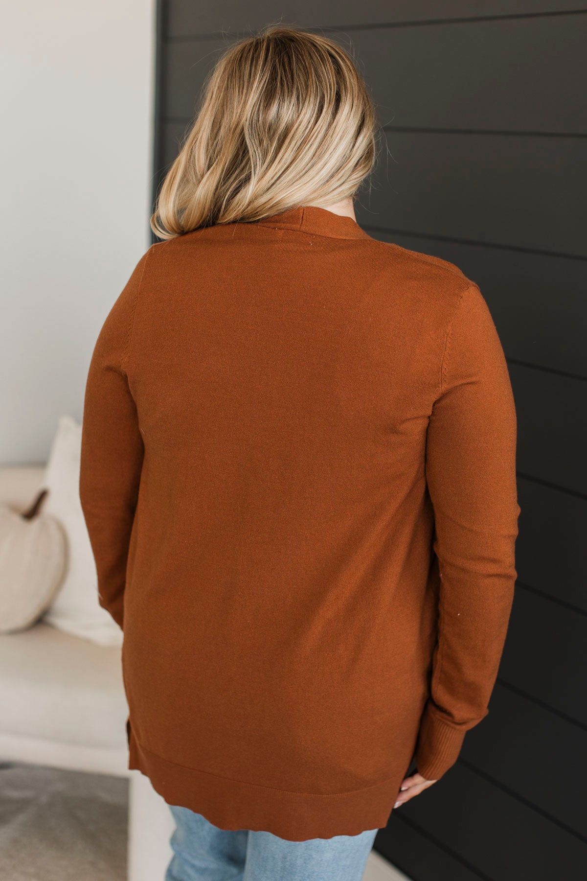 Any Time Now Knit Cardigan- Copper