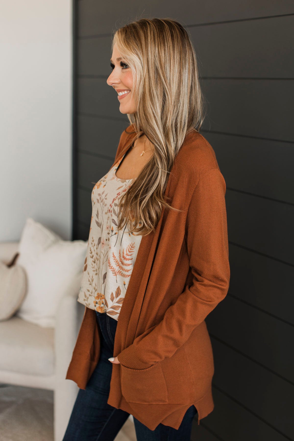 Any Time Now Knit Cardigan- Copper