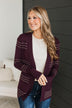 Keep In Mind Stitch Stripe Cardigan- Fig