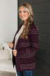 Keep In Mind Stitch Stripe Cardigan- Fig