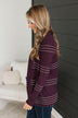 Keep In Mind Stitch Stripe Cardigan- Fig