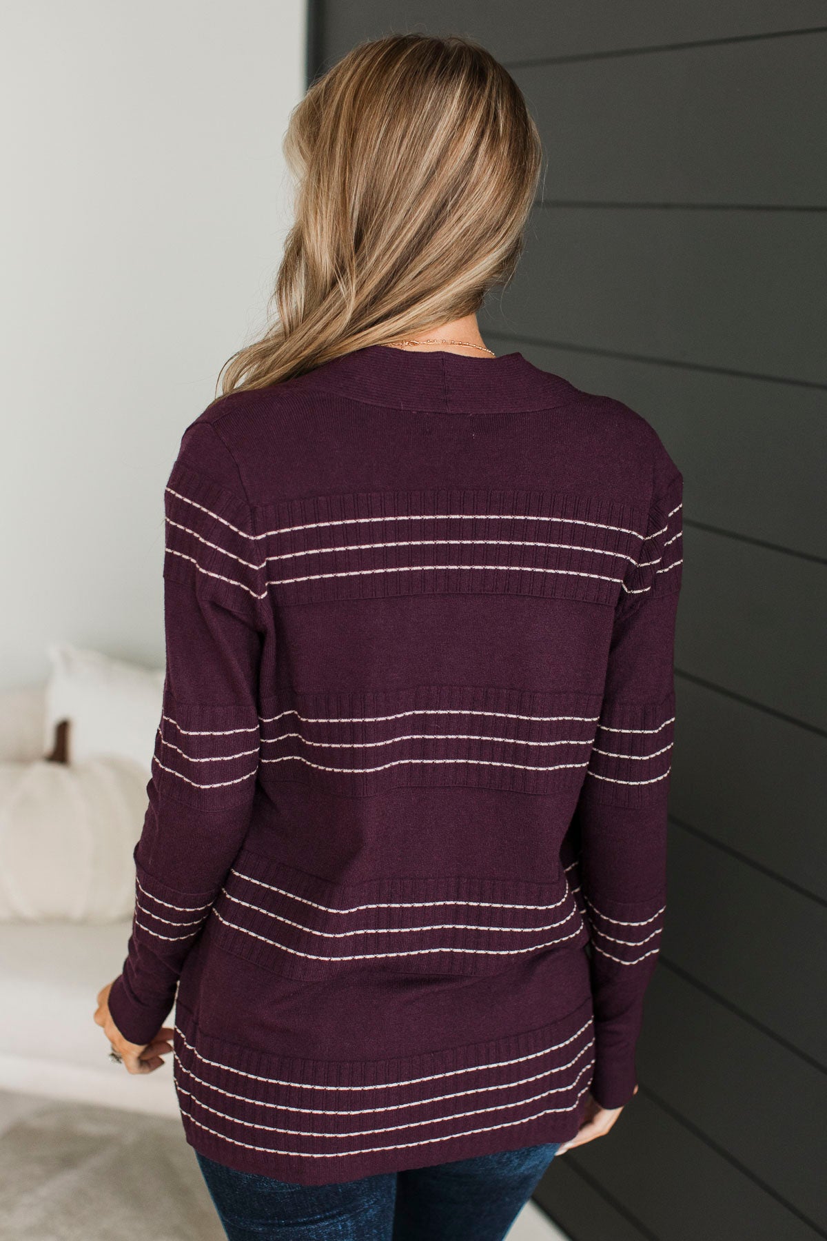 Keep In Mind Stitch Stripe Cardigan- Fig