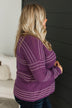 All At Once Stitch Stripe Sweater- Grape