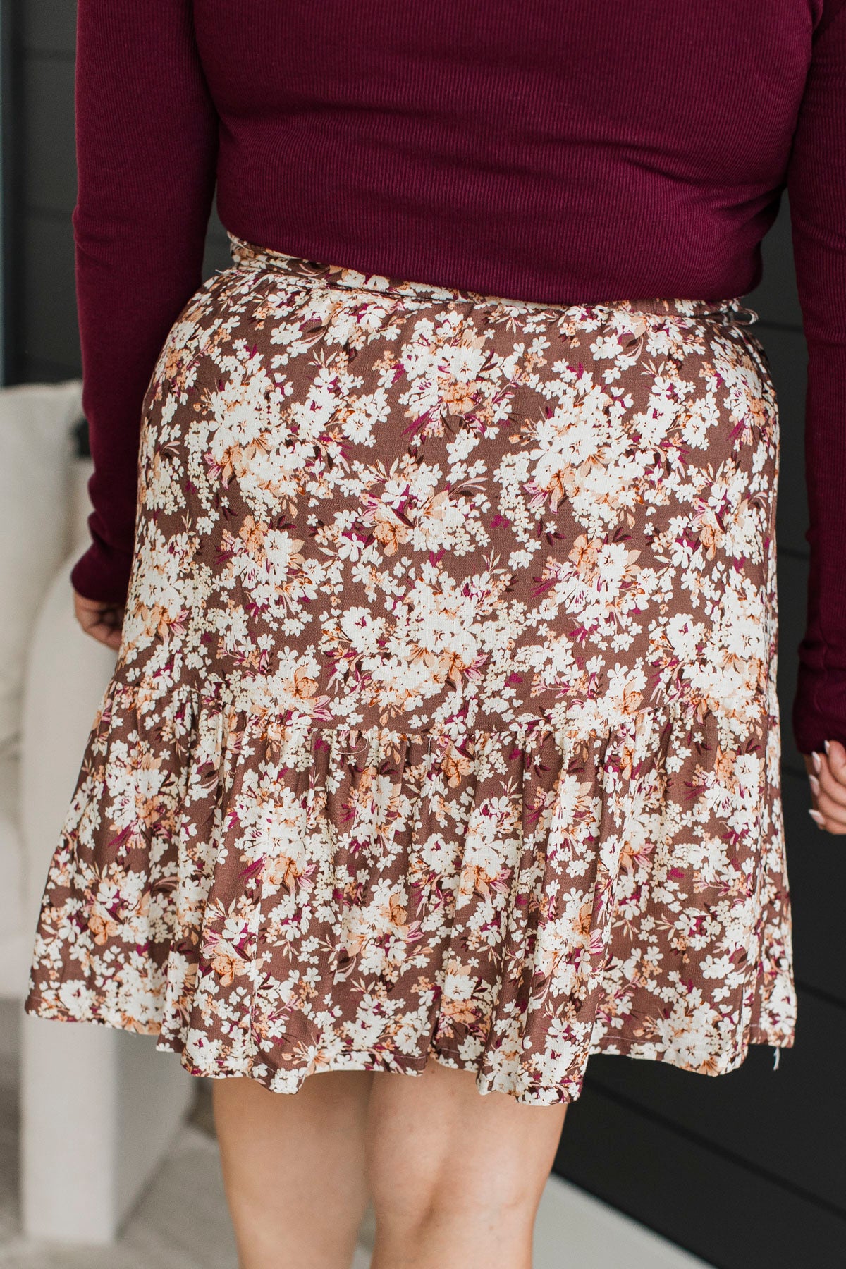 Bring On The Party Floral Skirt- Coffee