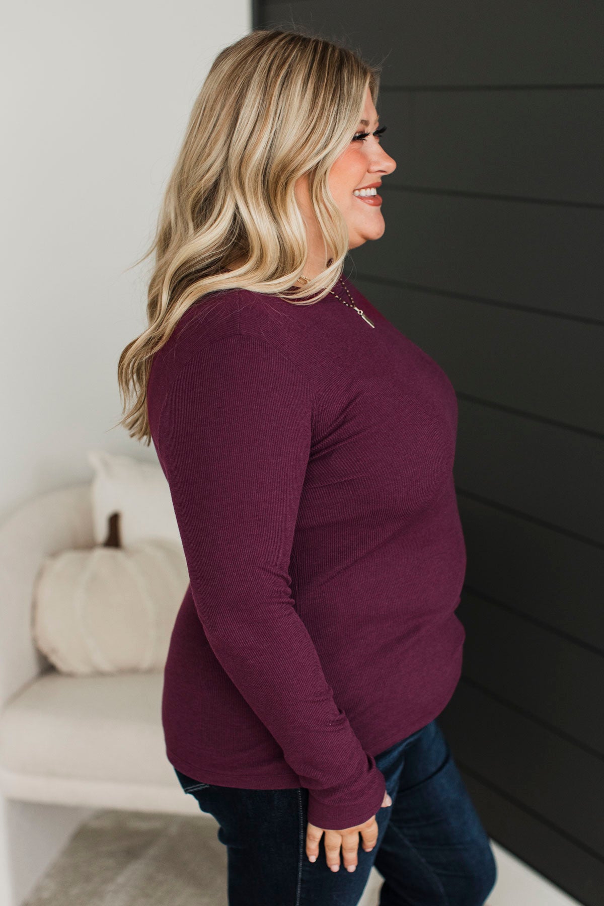 Super Lovable Long Sleeve Top- Wine