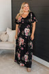 Major Moment Floral Maxi Dress- Black