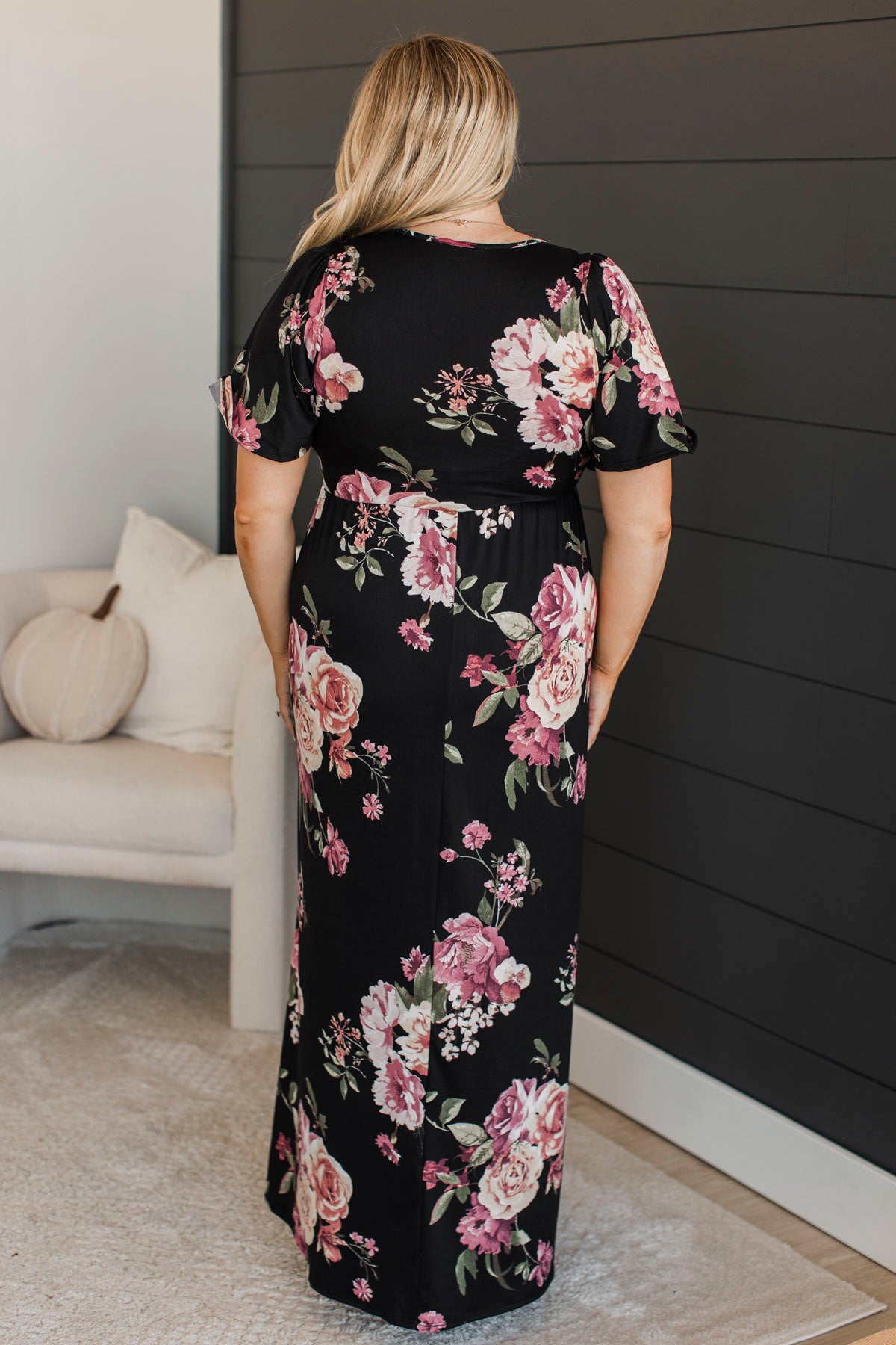 Major Moment Floral Maxi Dress- Black