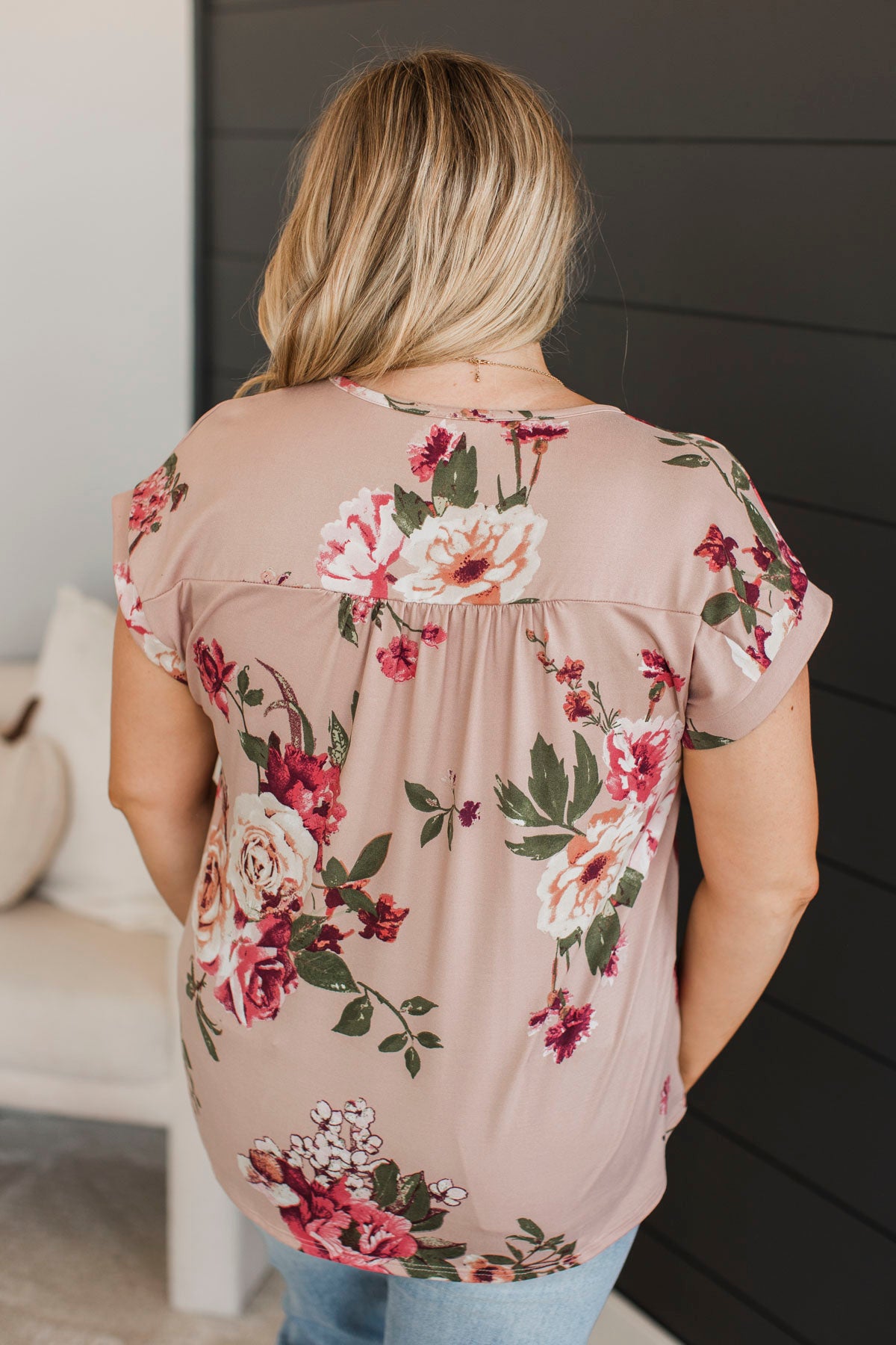 The Moment You Smiled Floral Top- Dusty Pink