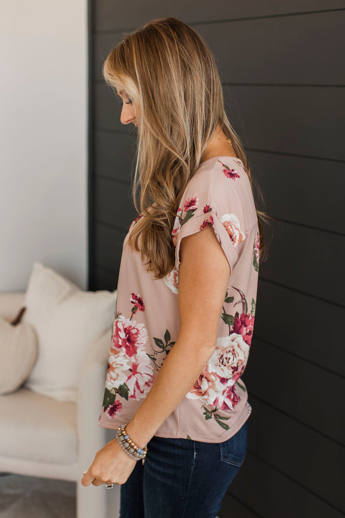 The Moment You Smiled Floral Top- Dusty Pink