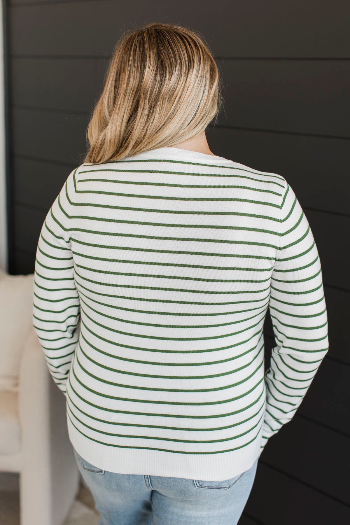 Break From Reality Striped Sweater- White & Green