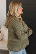 All At Once Stitch Stripe Sweater- Olive