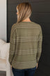 All At Once Stitch Stripe Sweater- Olive