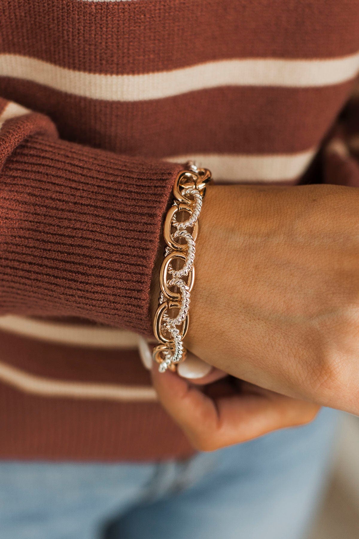 High Praise Mixed Metal Chain Bracelet- Gold & Silver