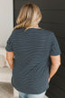 Radiate Confidence Striped V-Neck Top- Navy