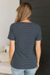 Radiate Confidence Striped V-Neck Top- Navy