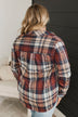 Admirable Actions Plaid Button Top- Brick & Navy