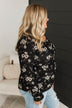 Real Love Lasts Floral Henley Top- Black & Taupe