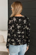 Real Love Lasts Floral Henley Top- Black & Taupe