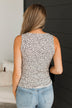 Make Them Believe Henley Tank Top- Light Beige Leopard