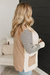 Find Me Here Open Front Cardigan- Taupe & Cream