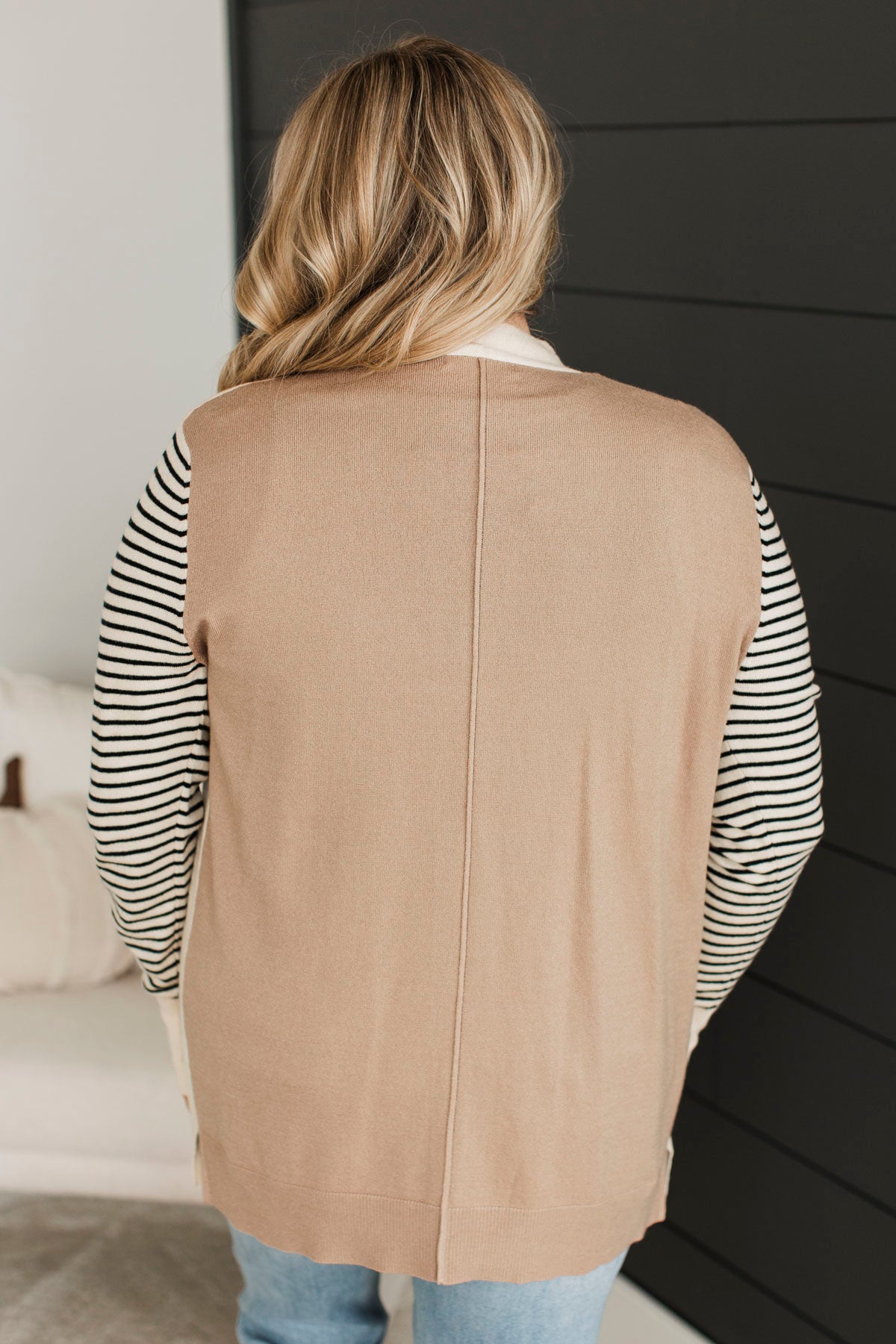 Find Me Here Open Front Cardigan- Taupe & Cream