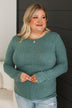 Lighthearted Laughs Ribbed Top- Hunter Green