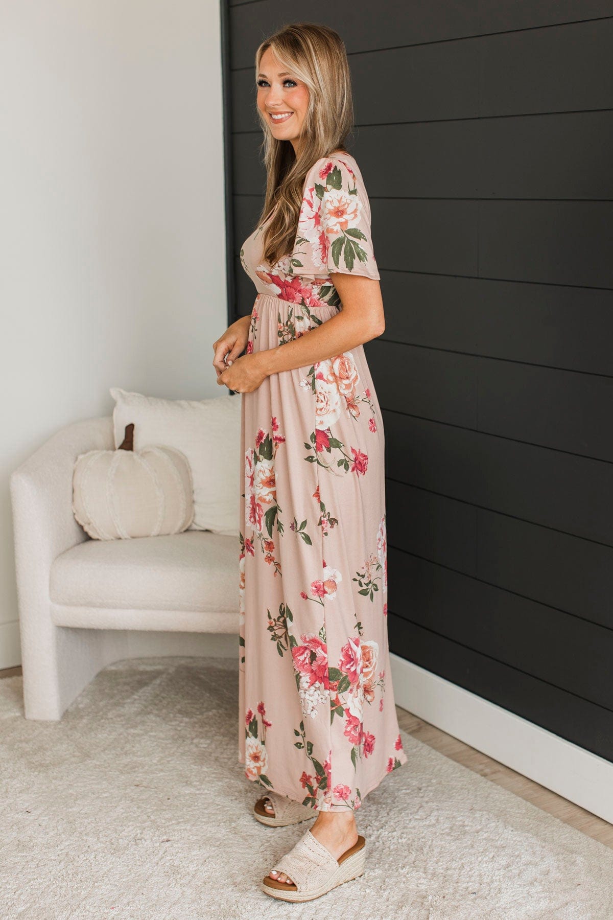 Major Moment Floral Maxi Dress- Dusty Pink