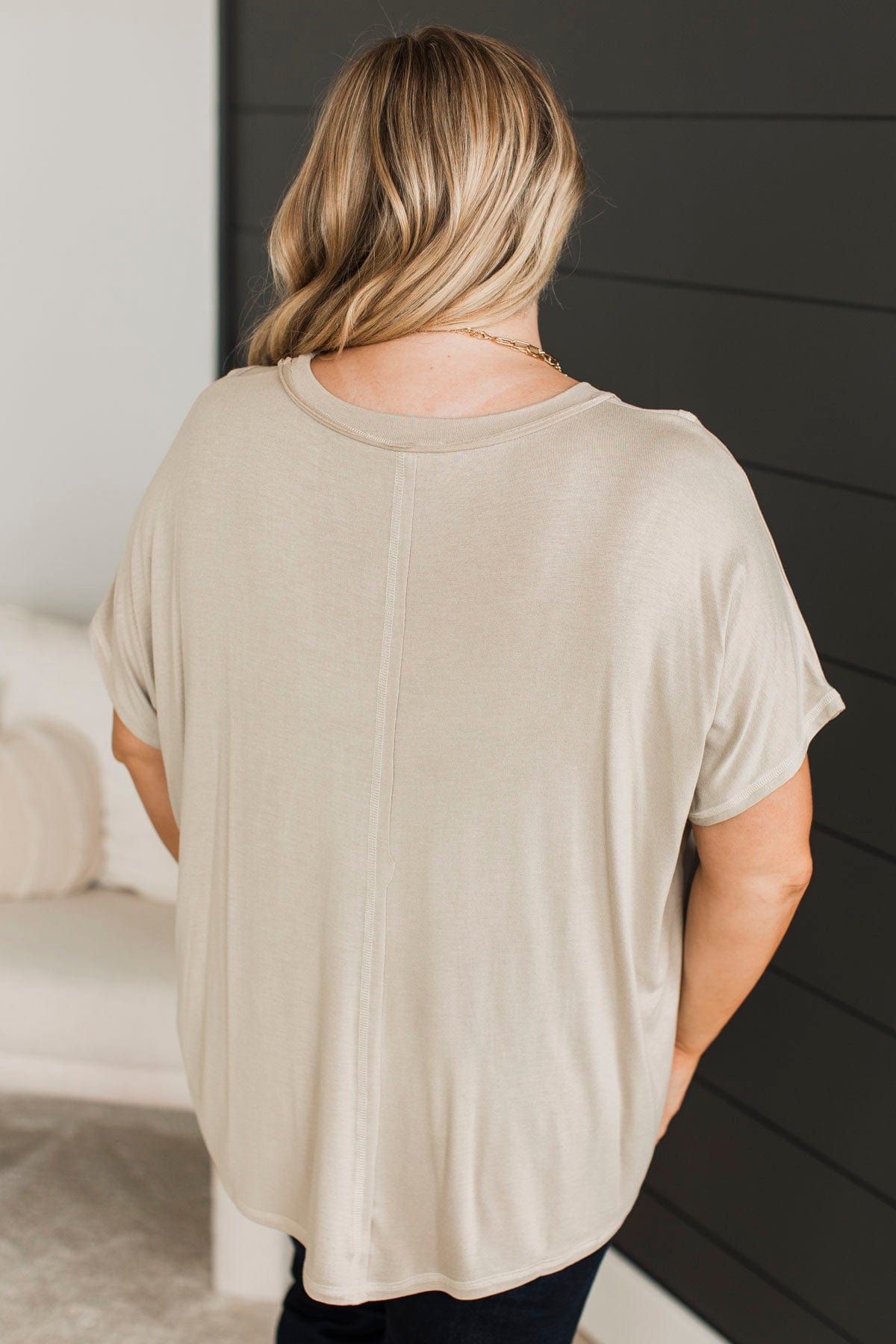 Play Your Cards Right Short Sleeve Top- Light Taupe