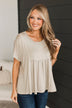 Play Your Cards Right Short Sleeve Top- Light Taupe