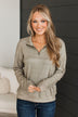 Live It Up Quarter Zip Pullover Top- Olive