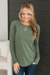 Here's The Plan Long Sleeve Top- Olive