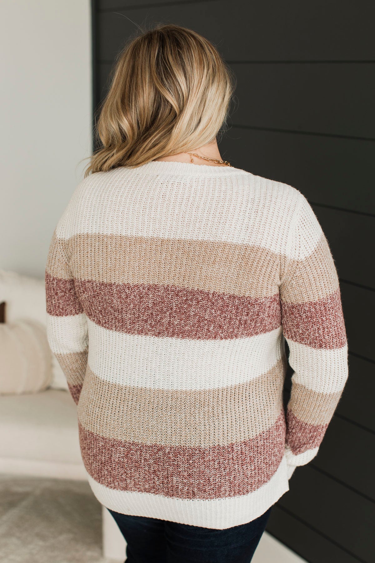 Total Favorite Color Block Sweater- Ivory & Mauve