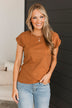 Sweet Surprise Ribbed Top- Caramel