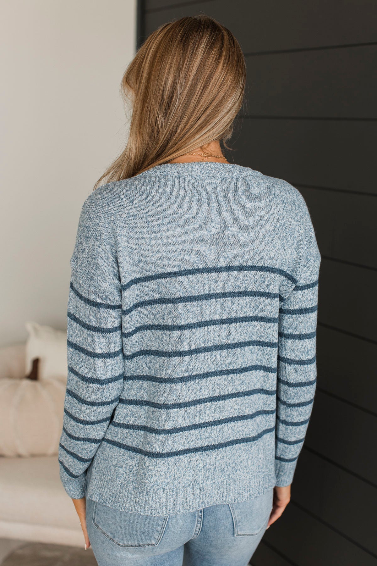 True Intentions Striped Sweater- Denim