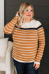 Can't Stay Away Striped Sweater- White & Caramel