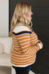 Can't Stay Away Striped Sweater- White & Caramel