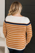 Can't Stay Away Striped Sweater- White & Caramel