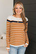 Can't Stay Away Striped Sweater- White & Caramel