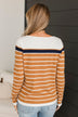 Can't Stay Away Striped Sweater- White & Caramel