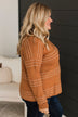 All At Once Stitch Stripe Sweater- Caramel