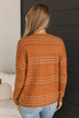 All At Once Stitch Stripe Sweater- Caramel