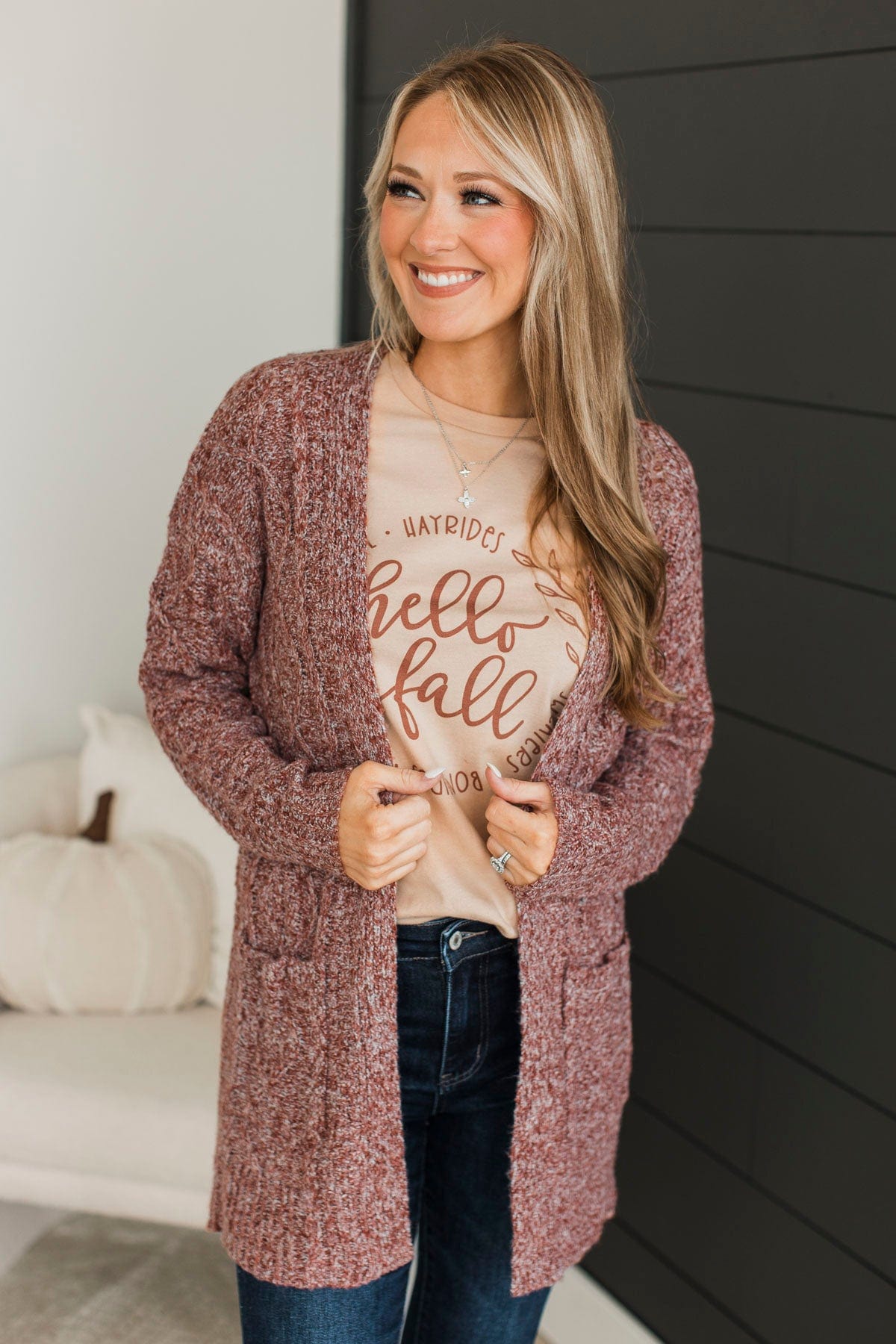 Fulfill Your Promise Knit Cardigan- Dark Rust