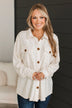 Check Back Later Button Up Shirt Jacket- Ivory