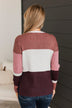 Grateful Feelings Color Block Sweater- Rust & Wine