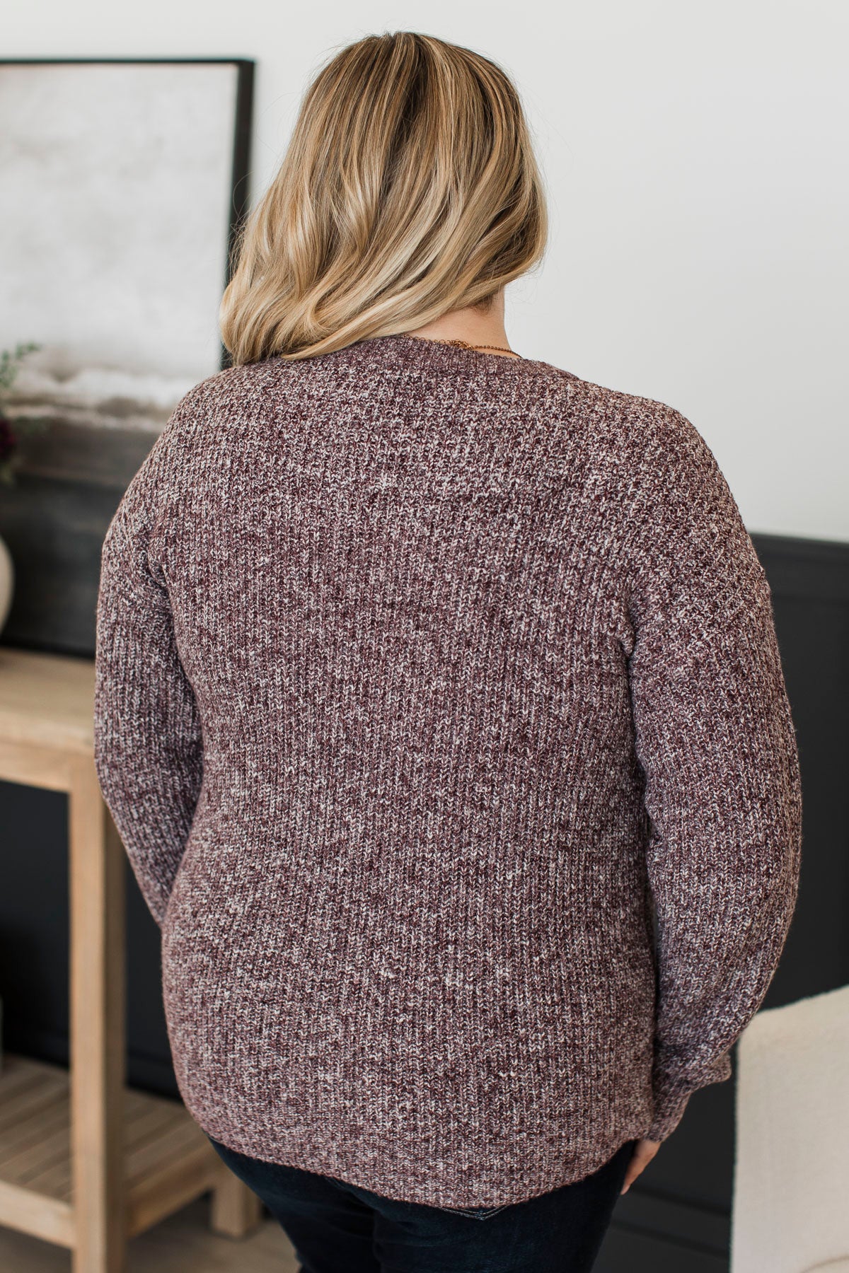 Onto Better Things Two-Tone Knit Sweater- Burgundy