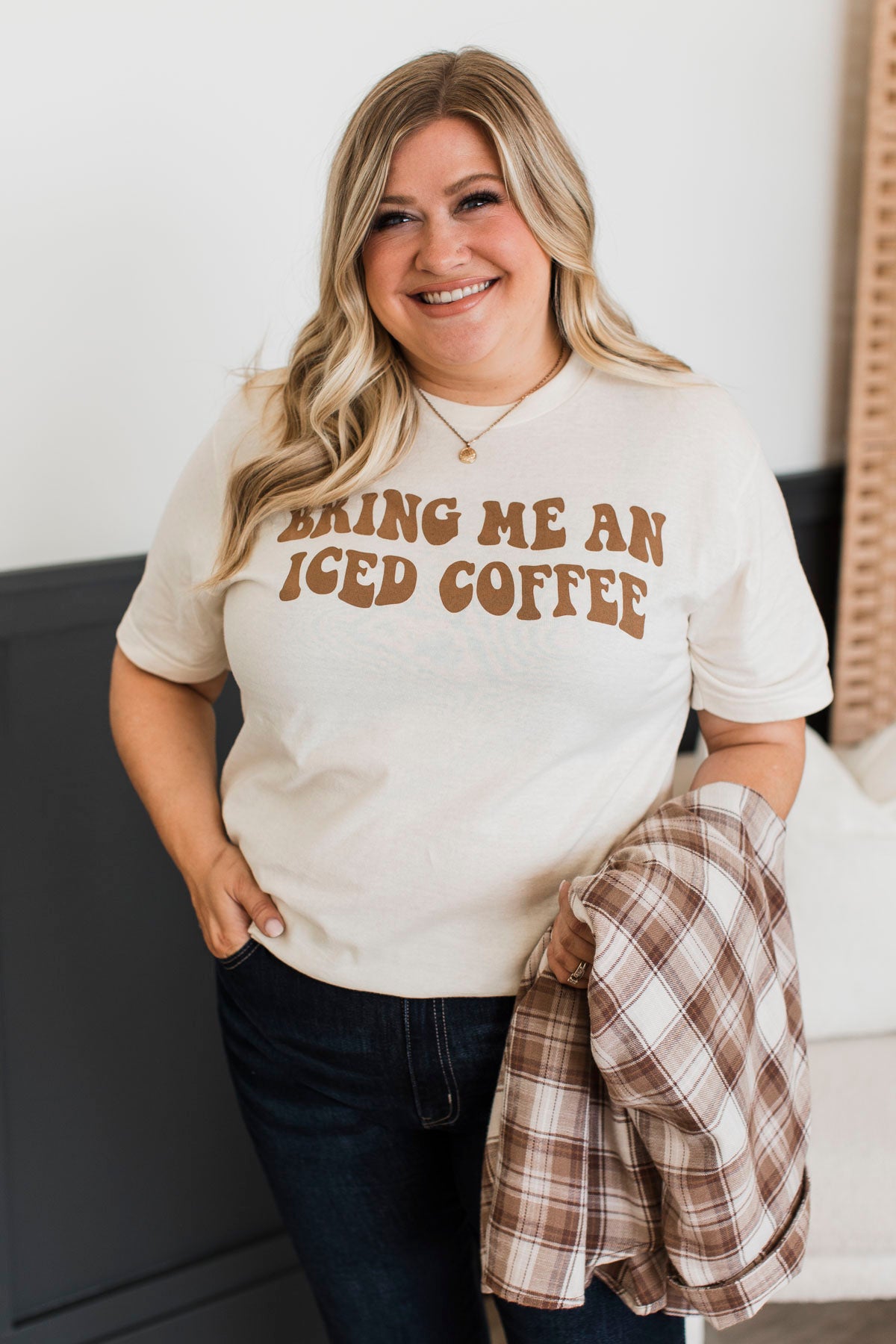 "Bring Me An Iced Coffee" Graphic Tee- Cream