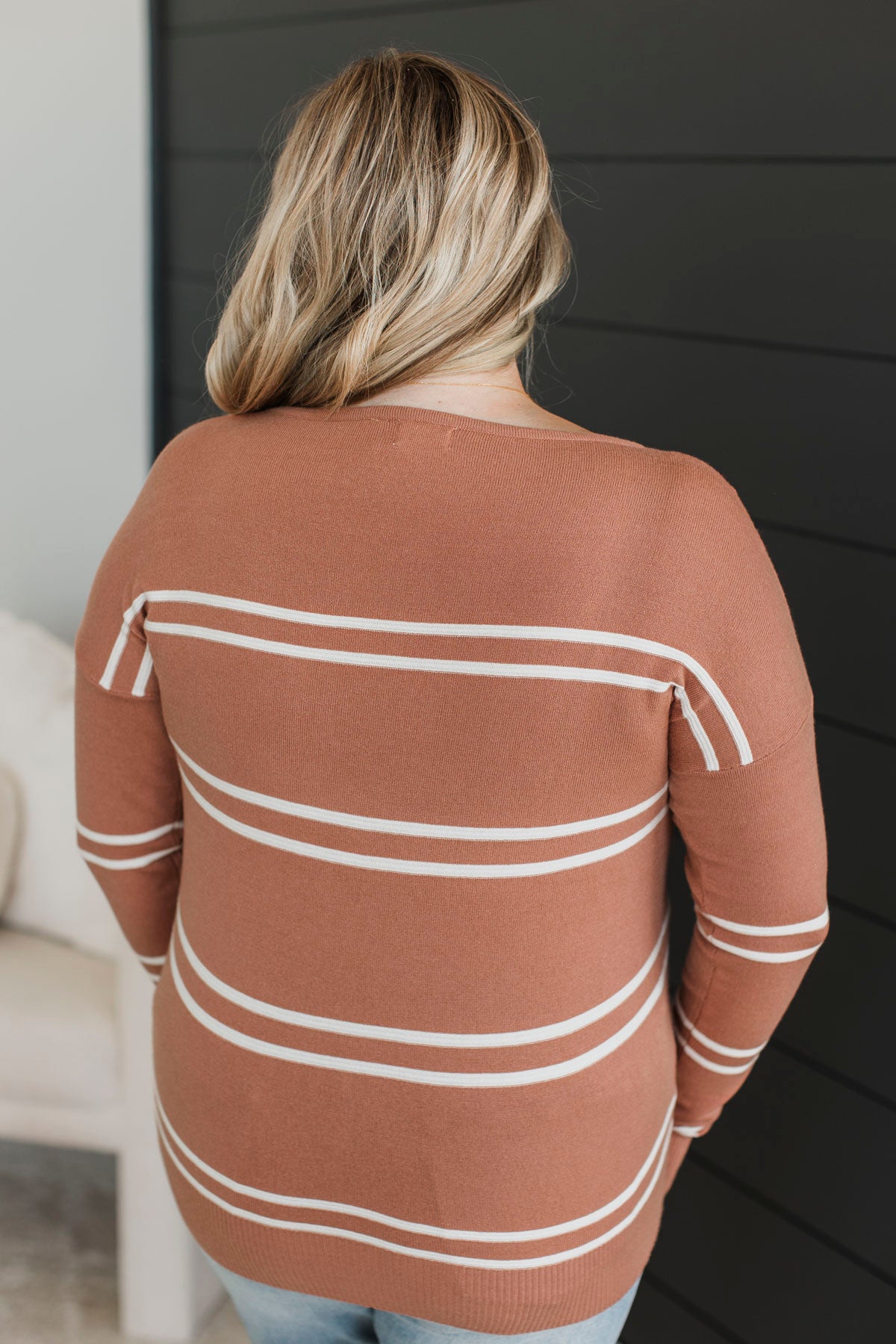 Inspirational Talks Striped Sweater- Terracotta