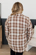 Searching For Silver Linings Plaid Button Top- Ivory & Mocha