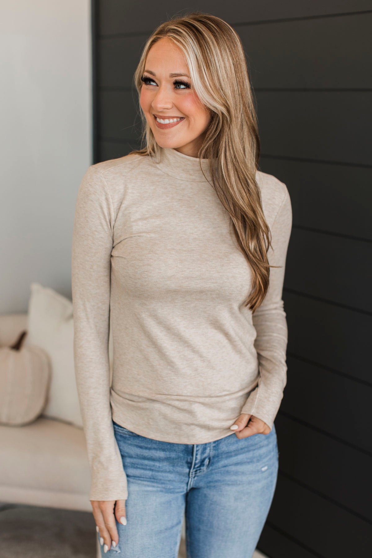 Feeling So Fine Turtleneck Top- Oatmeal